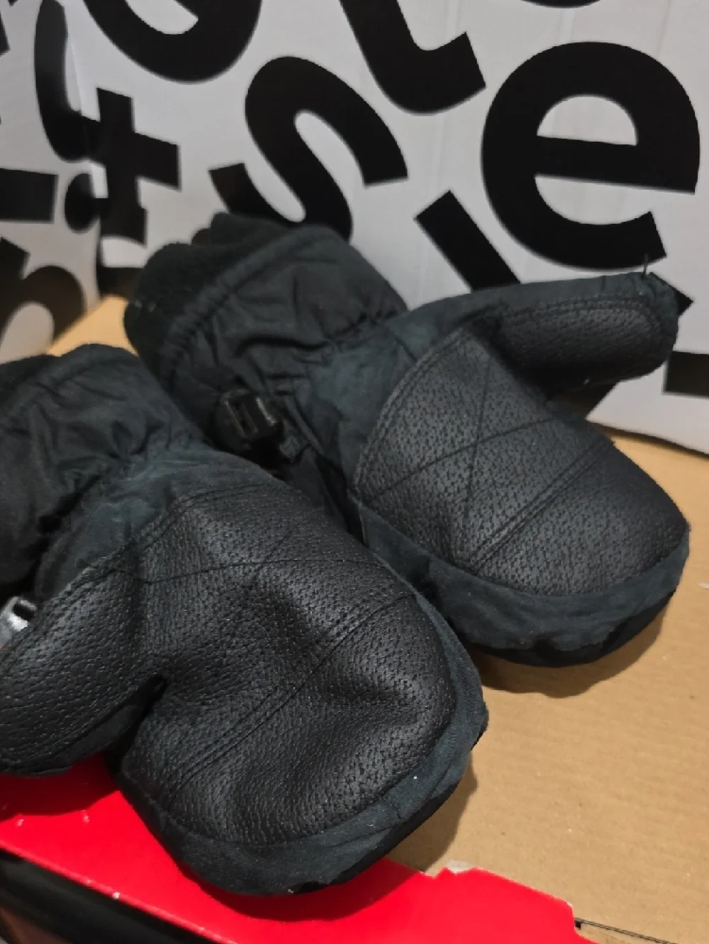 Black Kids Mittens - Outdoor Winter Waterproof Mitts